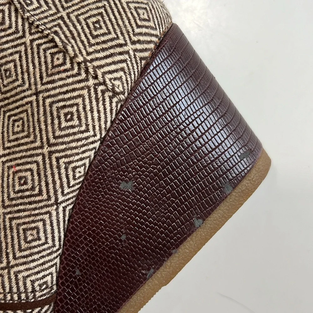 TOMS Desert Wedge Tweed Brown Bootie Boot Geometric Sz 8 - Picture 6 of 10